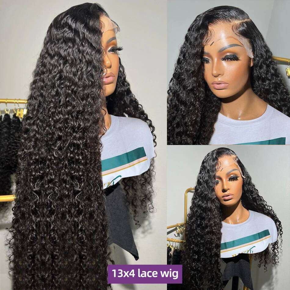 Deep Wave 13X6 Transparent Frontal Human Hair Wigs 200% Brazilian Remy 13X4 Water Curly Front For Women 4X4 Lace Wig Xiusiyuan2510