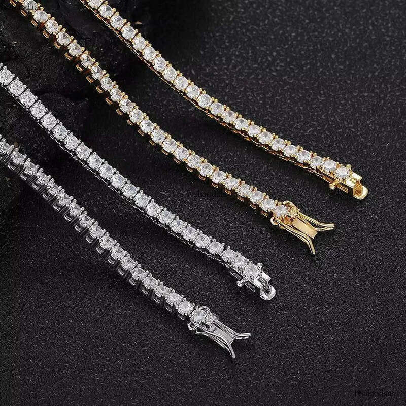 Hip Hop Sterling Sier Moissanite Dia Tennis Cuba Chain Necklace Bracelet