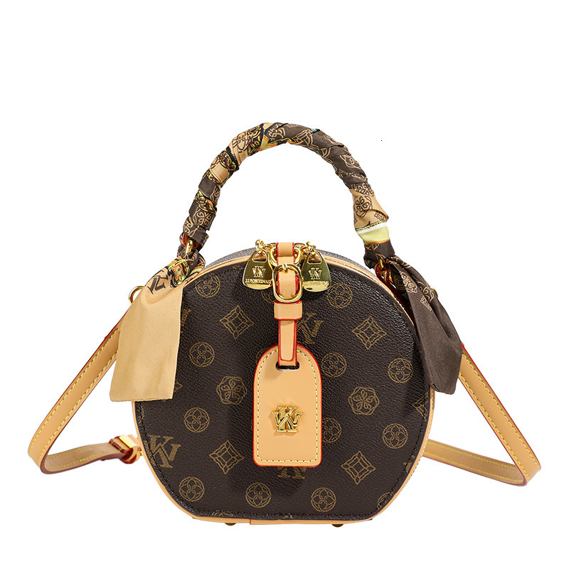 Luxury Brand Designer Bag High-End Bag For Women 2025 New Luxury Printed Retro Small Round Bag Versatile Elegant Fashion Single Shoulder Crossbody Bag