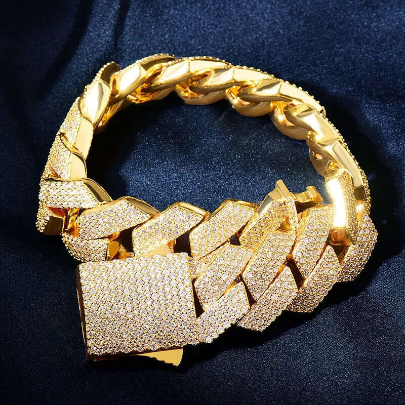 gold cuban k chain for men micro inlaied 4 row bg cz dia 20MM wide spring buckle iced out chains necklace designer prong rock hip hop jewelry woman ch