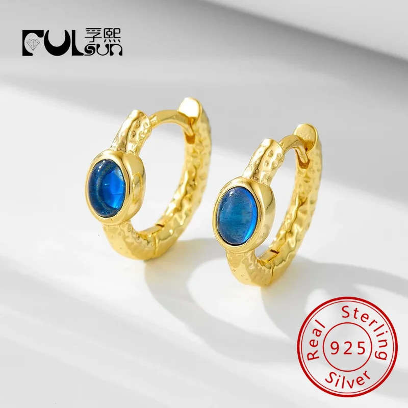 colorful earring 925 sterling silver women jewelry 14k gold vermeil sapphire blue hoop earring for women 250930