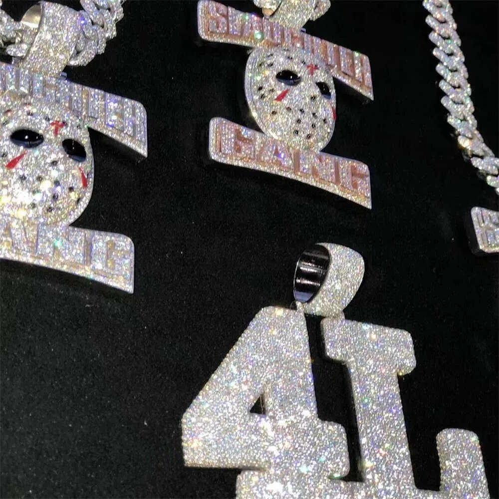 Custom Hip Hop Jewelry Rapper Letter Iced Out Baguette Initial Vvs Moissanite Pendant