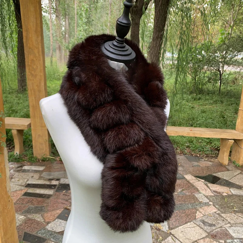 Real Rabbit Fur Scarf Winter Neck Warmer Knitted Furry Fur Collar Ladies Thick Fur Scarves Plush Real Fur Shawls Solid 250929