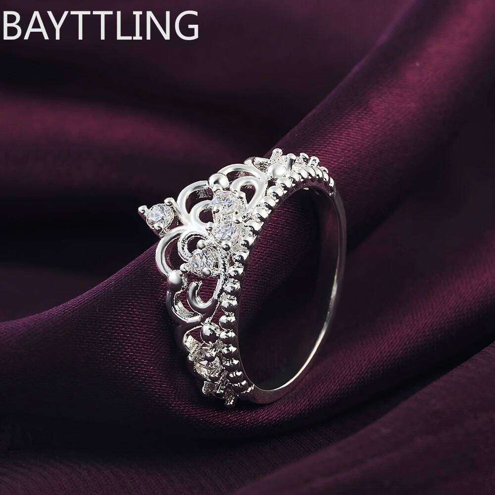 charm Sterling sier Rings For women crystal Crown size 7 8 Fashion party Christmas Gifts engagement wedding Jewelry Fine