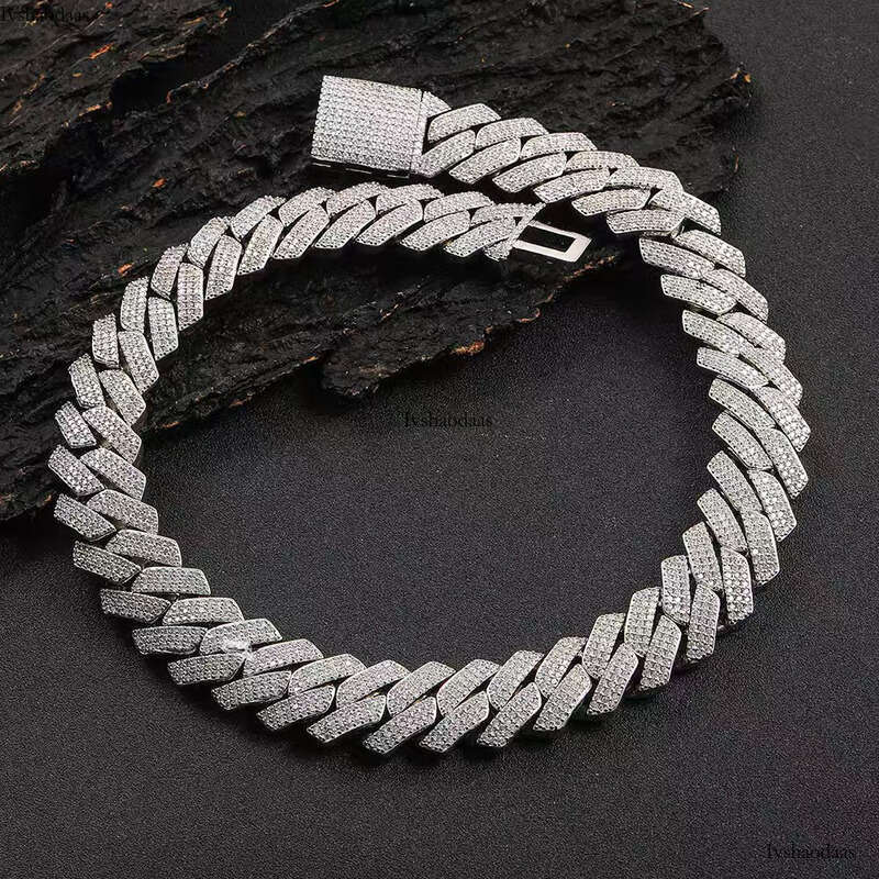 2023 Hot Selling Competitive Price Moissanite Real Miami Cuban Link Prong Chain Iced Hi