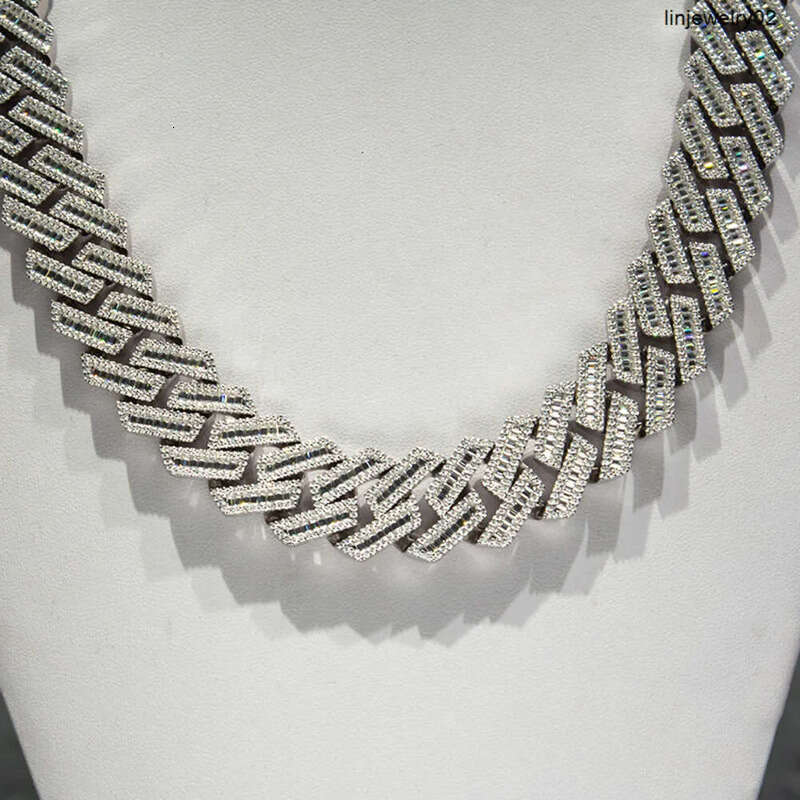 necklace moissanite chain Pendant Chunky Iced Out Mens Sier Hip Hop 20MM Dia Cuban