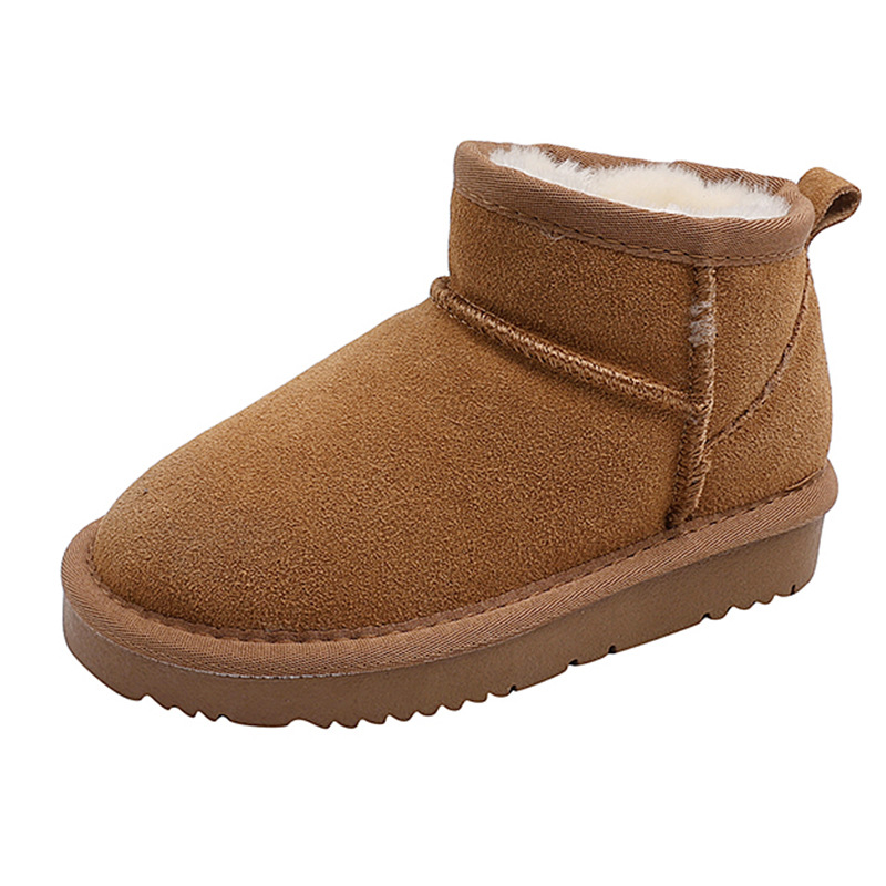EBV designer shoes hot free shipping High quality cowhide New warm and anti slip fashionable children's snow boots size 25-36 black grey brown