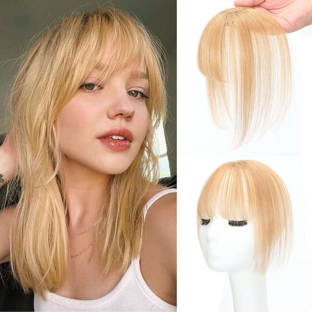 100% Human Hair Air Small T 360°Covering Wipsy Bangs Handwoven French Hairpiece for Women 10inch