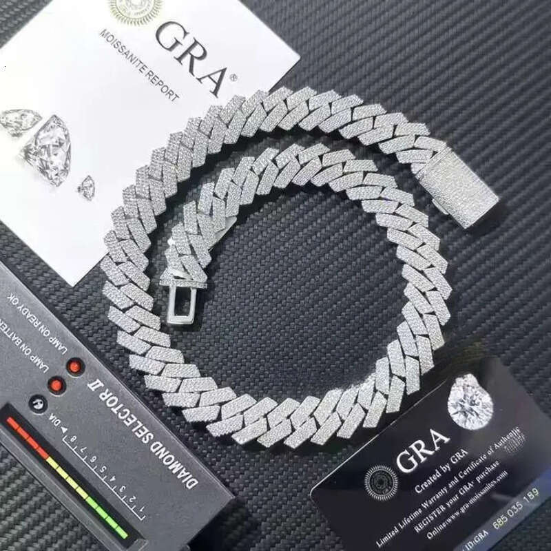 Moissanite bracelet Necklace s Rap hip-hop style Fashion punk full of dias Cuban chain