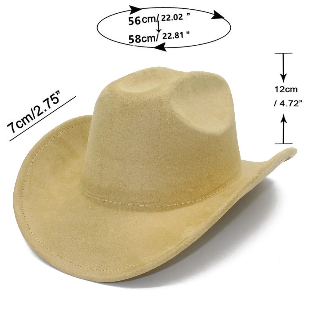 Four Seasons Suede Top Hat Women Men Fashion Fedora Hat Curved Wide Brim Western Cowboy Hat Retro Big Brim Knights Cap 250930