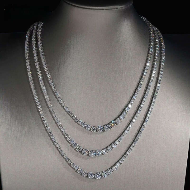 New Arrivals Fashion GRA Certificate Various Size Moissanite Dia Sier Tennis Chain Necklace Women