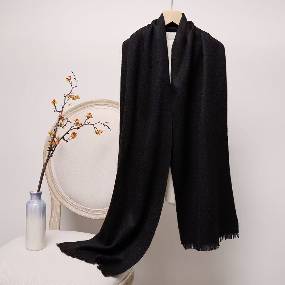 T1950 pure wool scarf neck warm autumn and winter all-match solid color short tassel wool