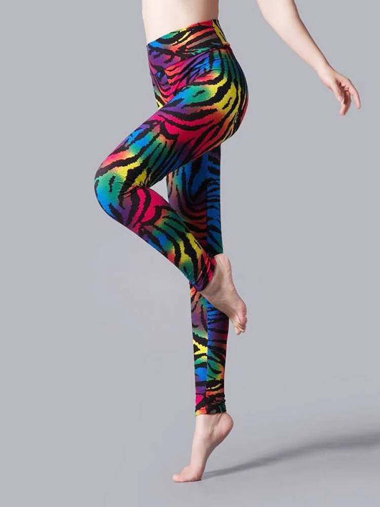 High Waist Leggings Sportwear Workout Women Jeggings Elastic Pants Leopard Summer Printed Stripe Sexy Fiess Leggins dongdumaoyi
