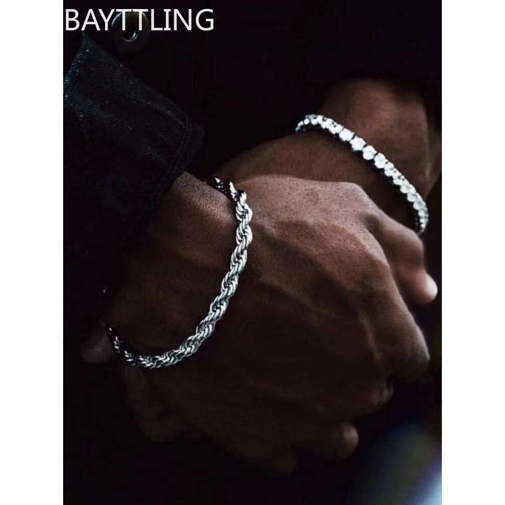 Men Hip-Hop Rock sterling sier Twist Chain For Women Simple Sier Gold Bracelet Fashion Jewelry Accessories Gift