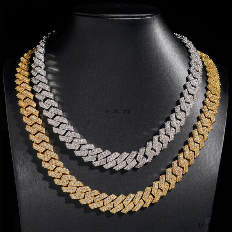 Factory Price Hip Hop Jewelry 15mm Iced Out Cuban Clink Chain Men Gold Plated Brass Cubic Zirconia Necklace