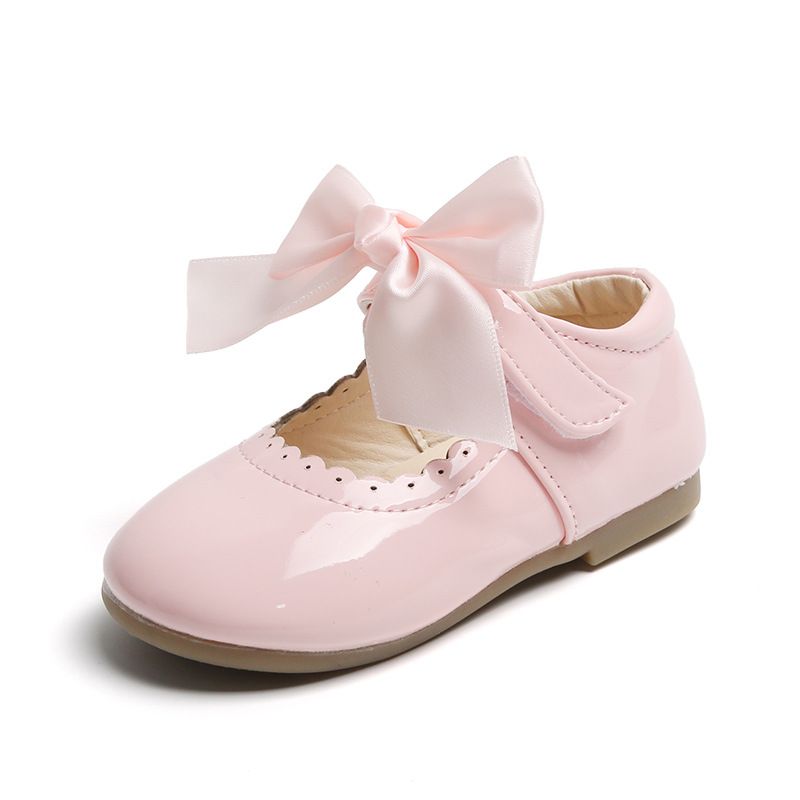 Girls Shoes Toddler Infants Leather Shoes Children's Flats With Ribbon Bow-knot PU Patent Leather Kidszworld Kids Princess Shoes size 15 - 30 K06