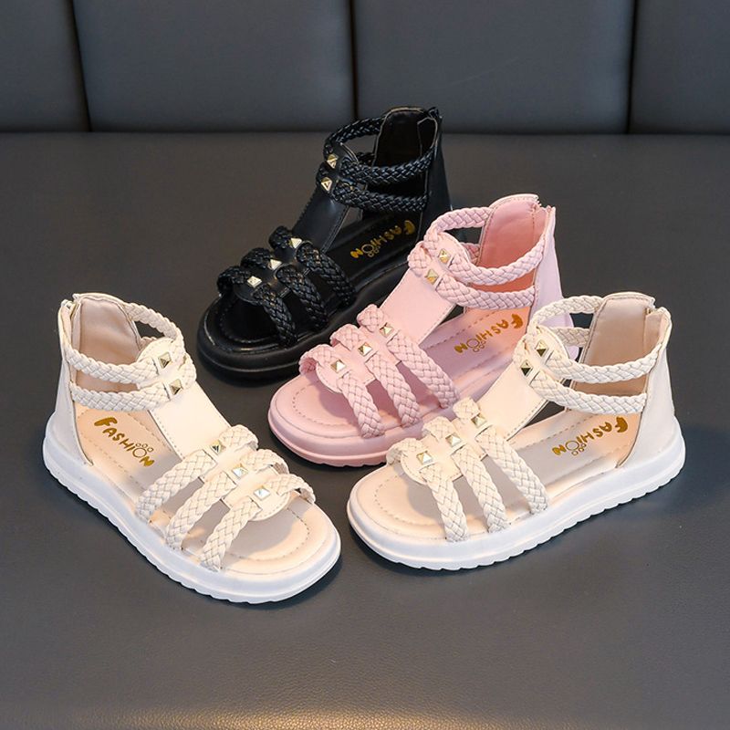 Girls Roman Sandals Youth Toddler Open Toe Braided High-top Summer Flat Casual Shoes Kidszworld Kids Fashion Casual Sandals Sizes US9C-US5Y K0704