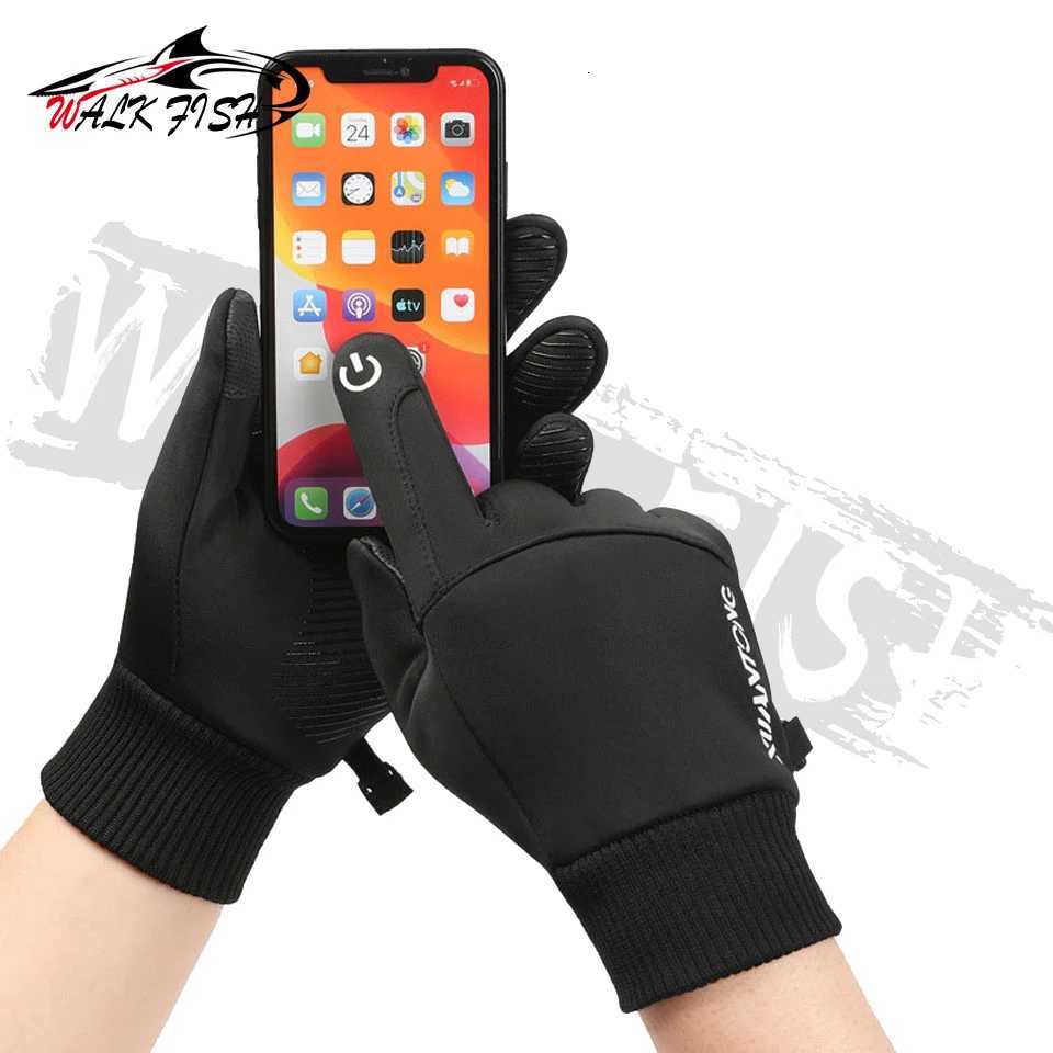 WALK FISH Fleece Fishing Gloves Nonslip Thermal Touch Screen Windproof Waterproof Men Running Skiing Bicycle Motorcycle Gloves Z250925