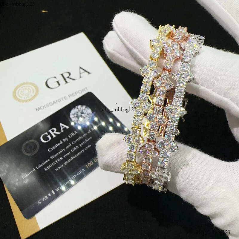 Hot Selling Sterling Sier Lab Dia Iced Out Vvs Moissanite Hip Hop Jewelry Tennis Chain Bracelet