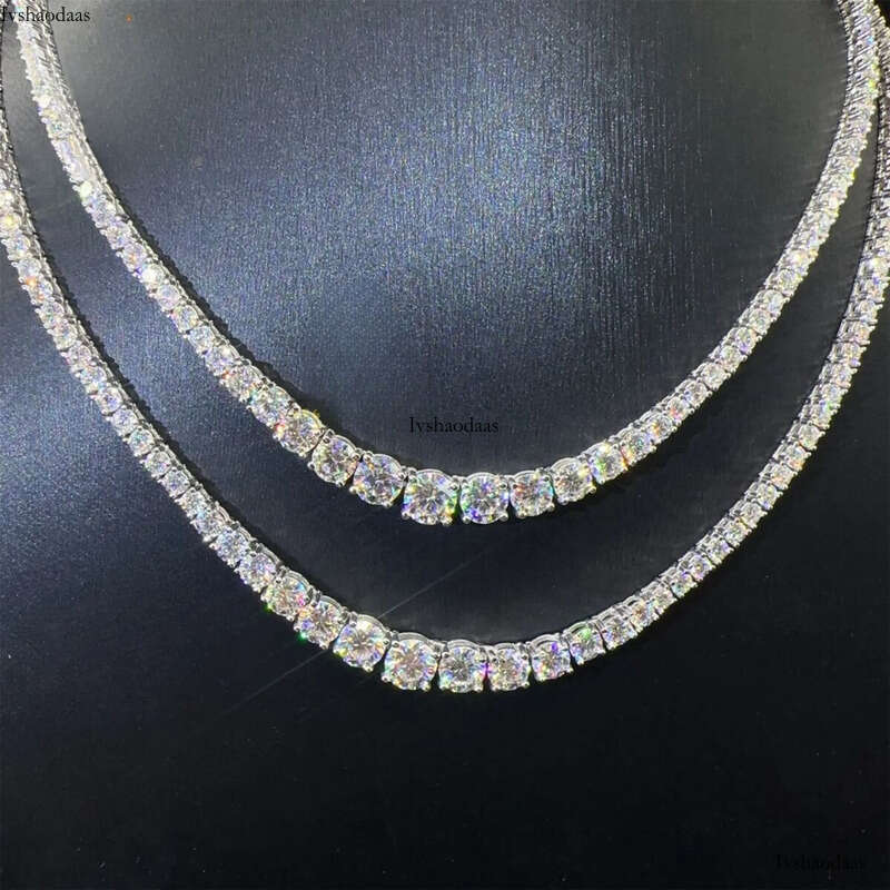 Fashion Women Female Gift Jewelry VVS Moissanite Sterling Sier Hip Hop Cluster Tennis Chain Necklace