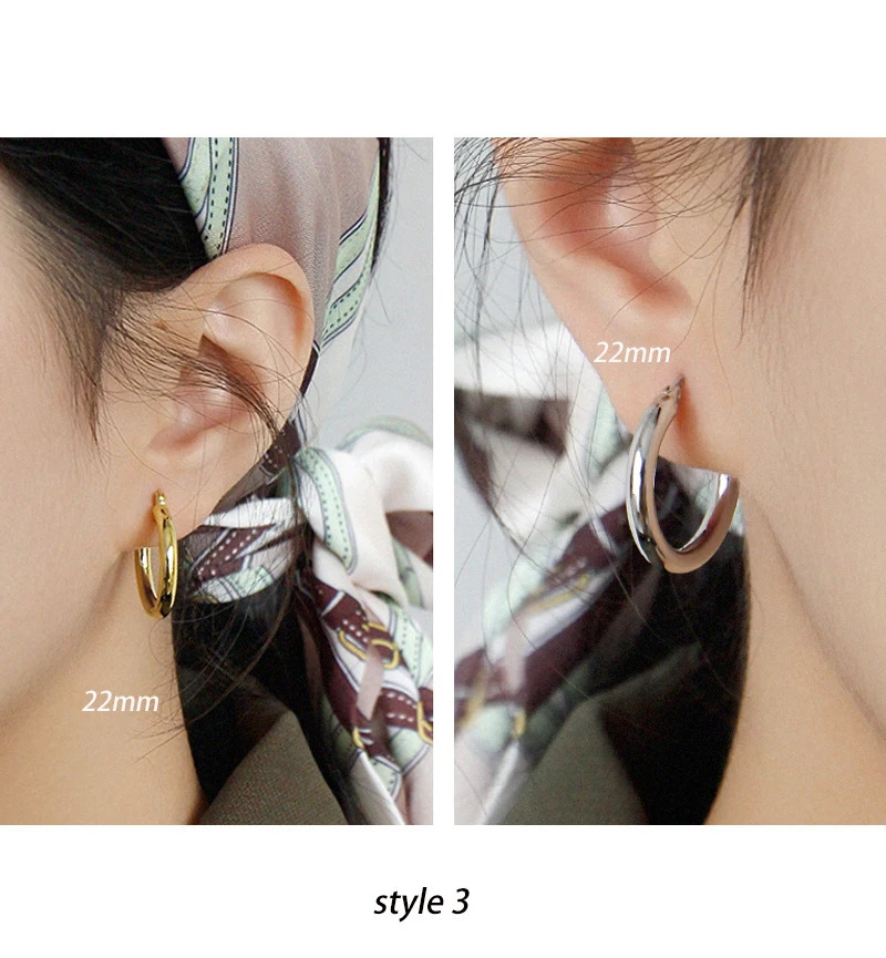 925 Sterling Silver Earring Fashion Simple Smooth Circle Ear Ring Big Earring Temperament Exaggeration Wild Women Girl Ear Jewel 250930