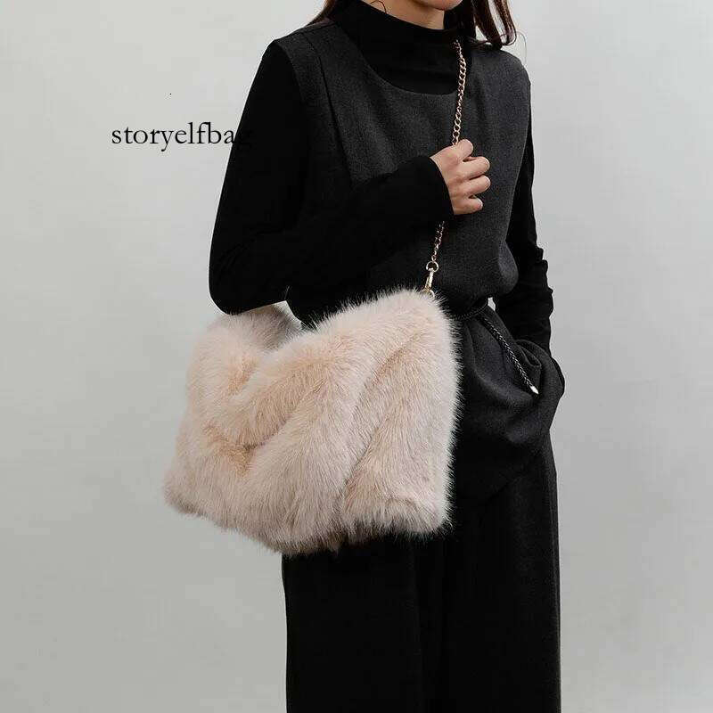 Plush High-end Fashion Soft For Skin Shoulder Faux Fur Women's Bag