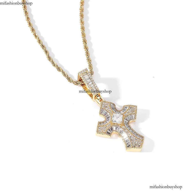 Hip Hop Cross Pendant Necklace TopBling 5A T Zircon Real Gold Plated Men Jewelry