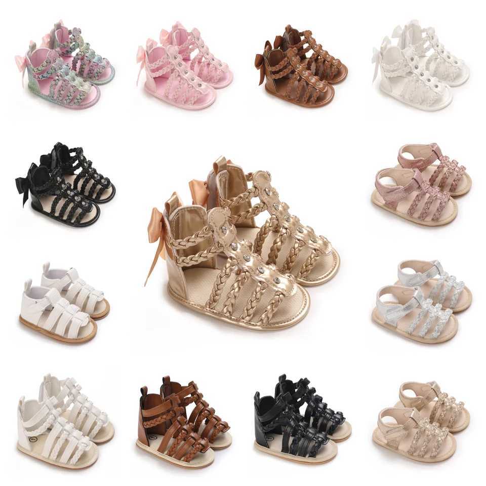Fashion Colorful Woven Baby Sandals With Soft Soles Anti Slip And Anti Fall Baby Walking Shoes Elegant Retro Princess ShoesJ250930