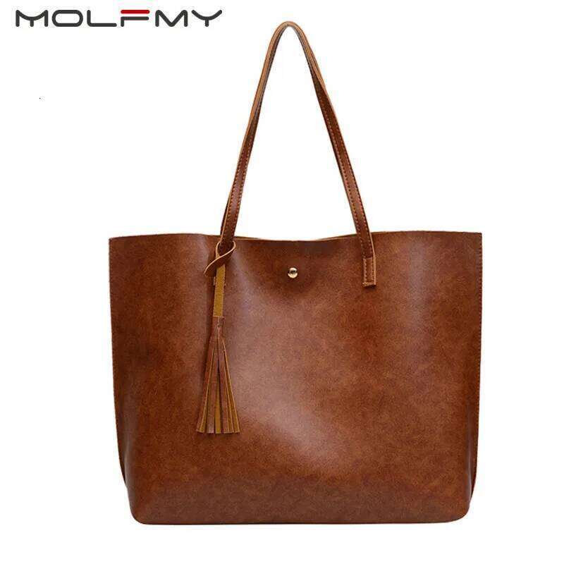 High Quality Women Messenger Bags Leather Casual Tassel Handbags Female Designer Vintage Big Size Tote Shoulder Bag bolsos