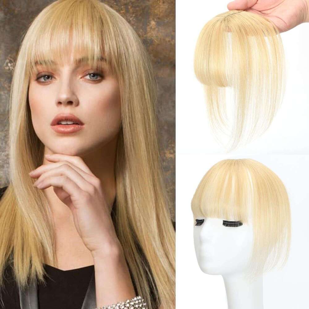 100% Human Hair Air Small T 360°Covering Wipsy Bangs Handwoven French Hairpiece for Women 10inch