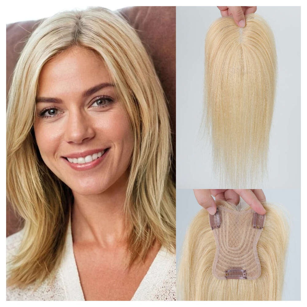 Hairpiece with Side Bangs, Fully Handwoven Real Human Hair, Platinum Top Hairpiece, Lightweight and Breathable, Increases Hair Volume, Xuchang
