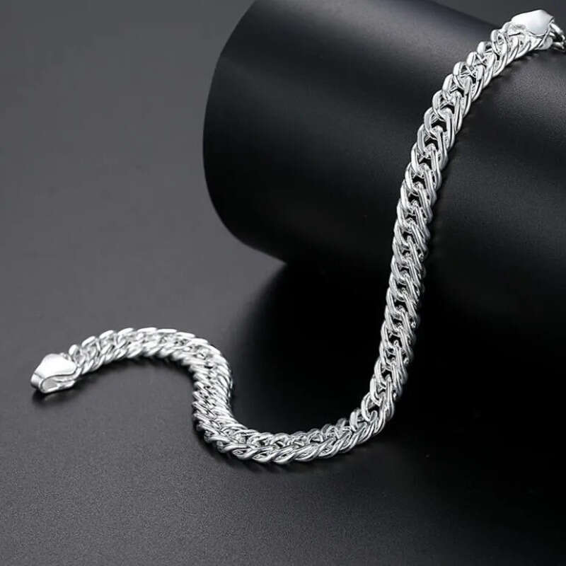2024 Top Sell Link Chain Bracelets Simple Fashion Jewelry White Gold Fill Personality Men Women Wedding Beach Bangle For Love Gift