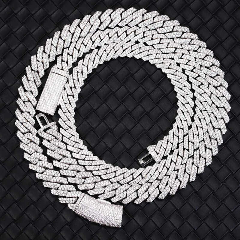 pass test 8-14mm wide GRA moissanite dia gold Sterg Sier cuban k chain for Men Hip Hop necklace