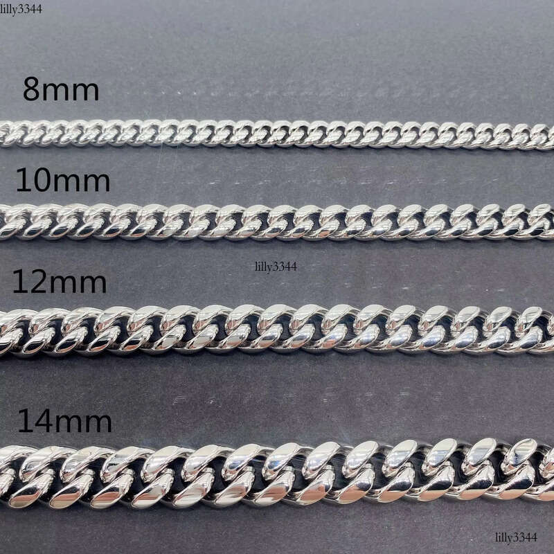 Hip Hop 8MM 10MM Stainless Cuban with Sterling Sier Moissanite Clasp Chain Necklace Bracelet for Men Jewelry