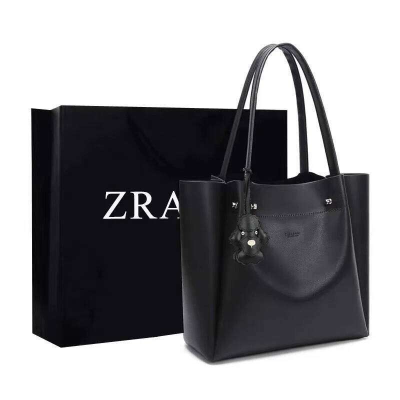 Women's Large Capacity Tote Portable College Style All-in-one Commuter Shopping Bag for Everyday Use with Teddy Dog Pendant