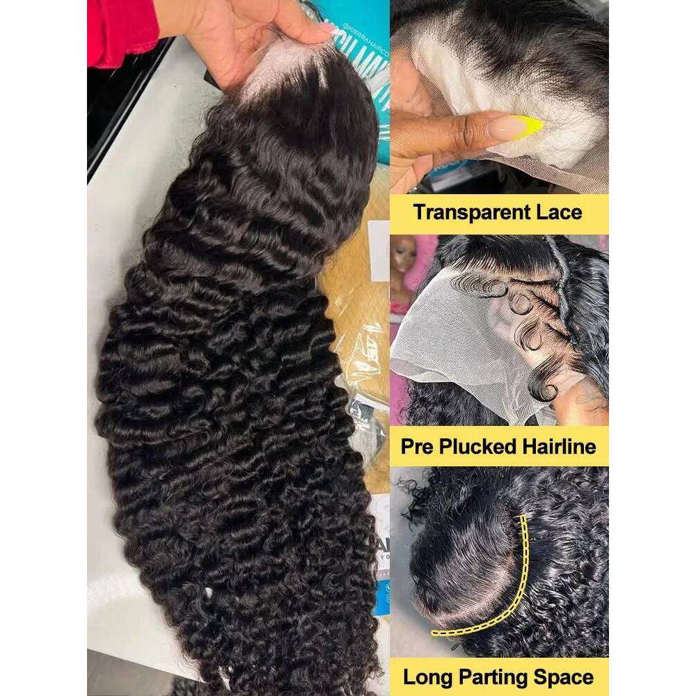 HD Transparent Brazilian Remy Human Hair Wig 30 32 40 Inch Deep 13X4 Curly Front 13X6 Water Wave Lace Frontal Wigs Xiusiyuan2510