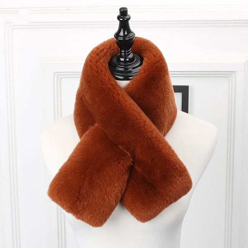 MSMinShuGenuine Rex Rabbit Fur Scarf for Women Short Style Double Faced Fur Neck Warmer for Lady Winter Fashion 250930