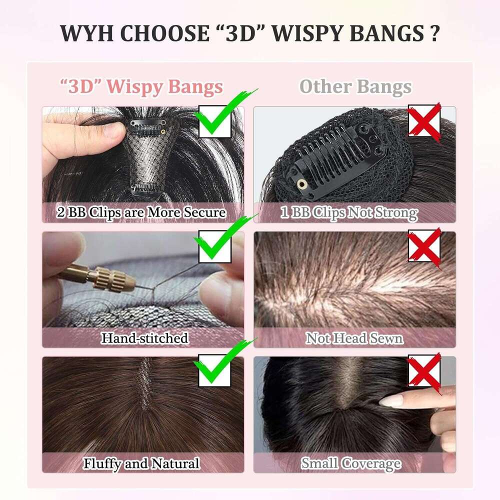 100% Human Hair Air Small T 360°Covering Wipsy Bangs Handwoven French Hairpiece for Women 10inch