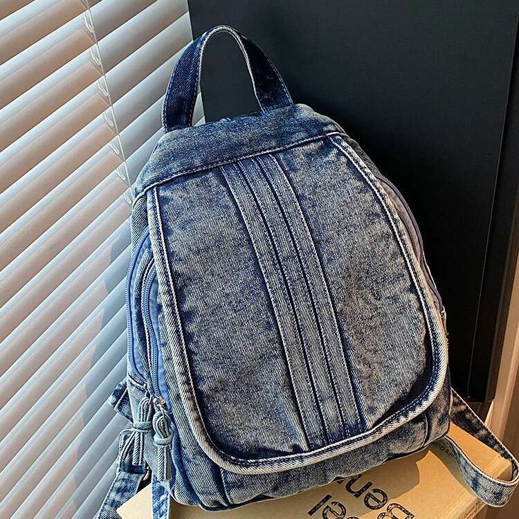 designer bag Luxury bag New Washed Vintage Denim American Style Daily Commute Women's Multifunctional Small Backpack