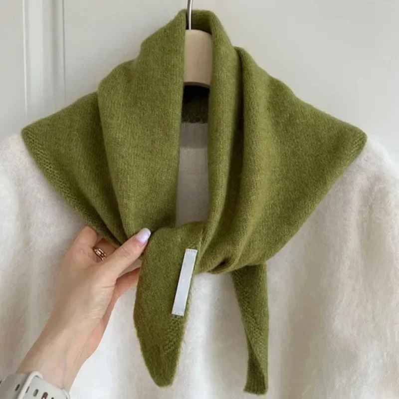 British Korean Style Niche Wool Knitted Triangular Scarf Women Headscarf Knitted Scarf Multifunctional Warm Knitted Scarf 250930