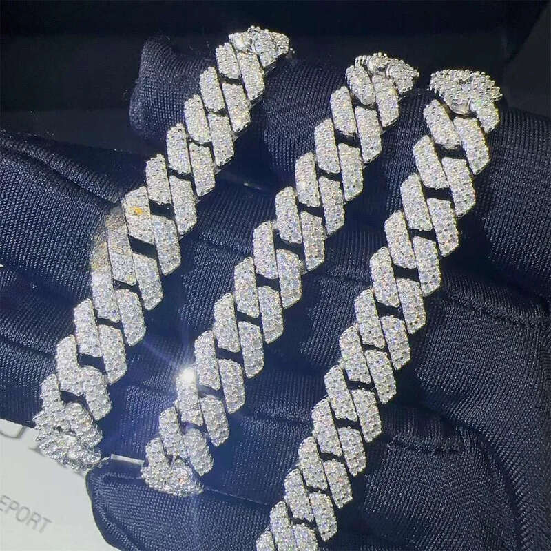 Necklace chain 8mm Two Rows Iced Out Man Hip Hop Jewelry GRA Certificates Pass Dia Tester VVS1 Moissanite Cuban Link Chain Men
