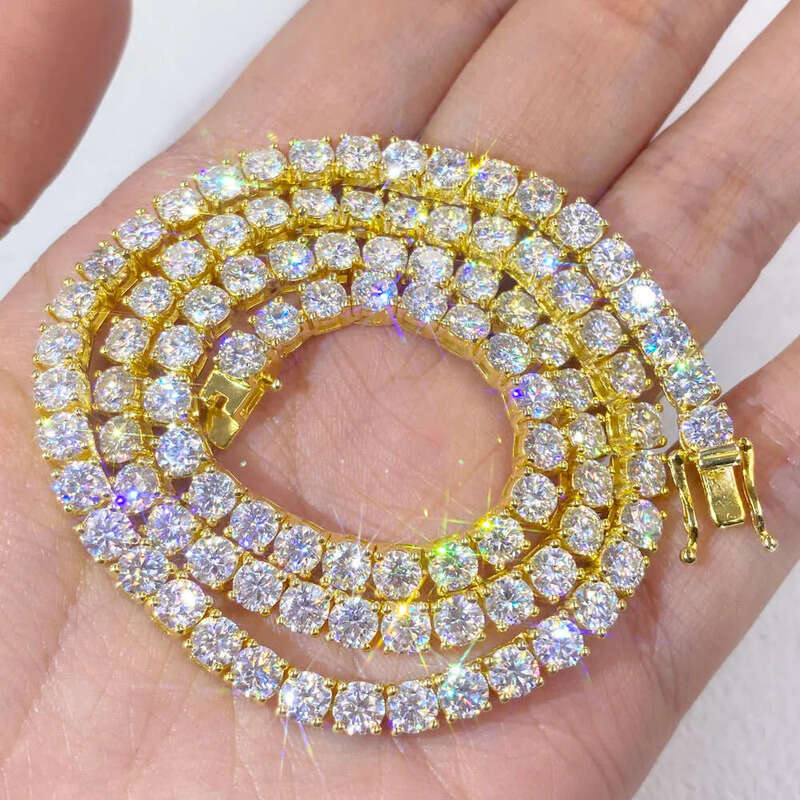 Hot Sale Hip Hop Iced Out Jewelry Fashion Dia Necklace S Sier 2MM 3MM 4MM 5MM Vvs Moissanite Tennis Chain