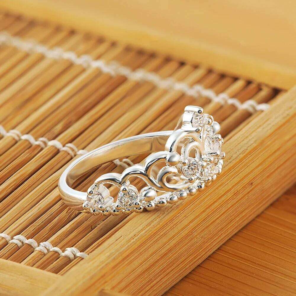 charm Sterling sier Rings For women crystal Crown size 7 8 Fashion party Christmas Gifts engagement wedding Jewelry Fine