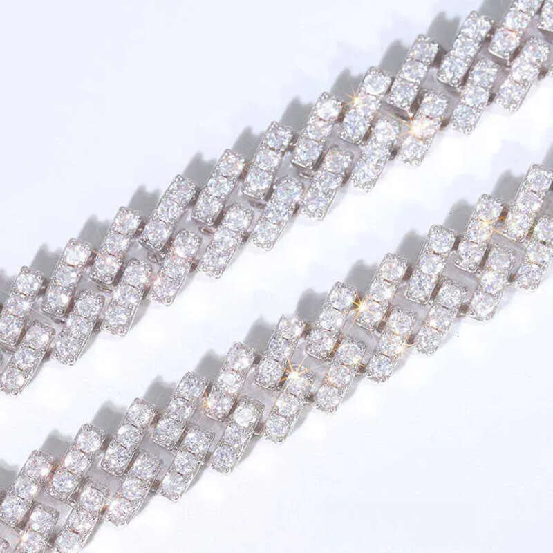 GRA Certificate 10mm Single Row Fine D/VVS Moissanite Cuban k Chain Rapper Hip Hop Necklace Jewelry