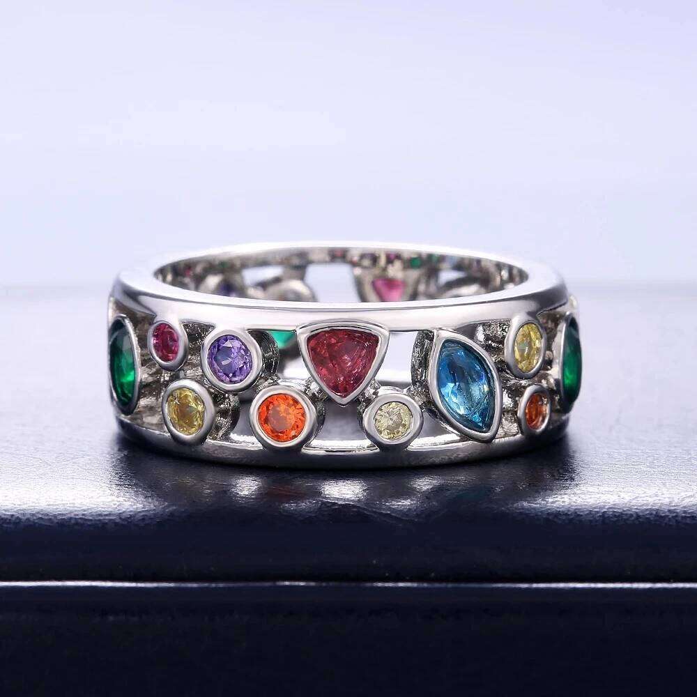Sterling Sier Vintage Colorful Crystal Promise Rings For Women Girls Designer Jewelry Wholesale