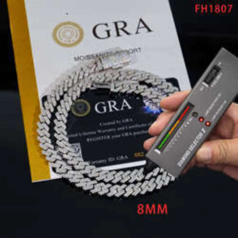 Iced out vvs 2 rows miami gold necklace sterling sier dia moissanite cuban link chain