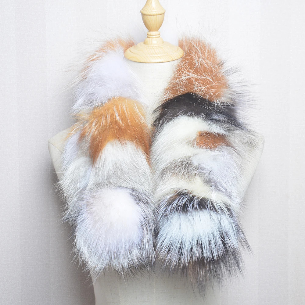 Women Winter Real Fur Scarf 100 Natural Fox Fur Fashion Warm Soft Neckerchief Wholesale Pompom Fur Scarves Headbands 250929