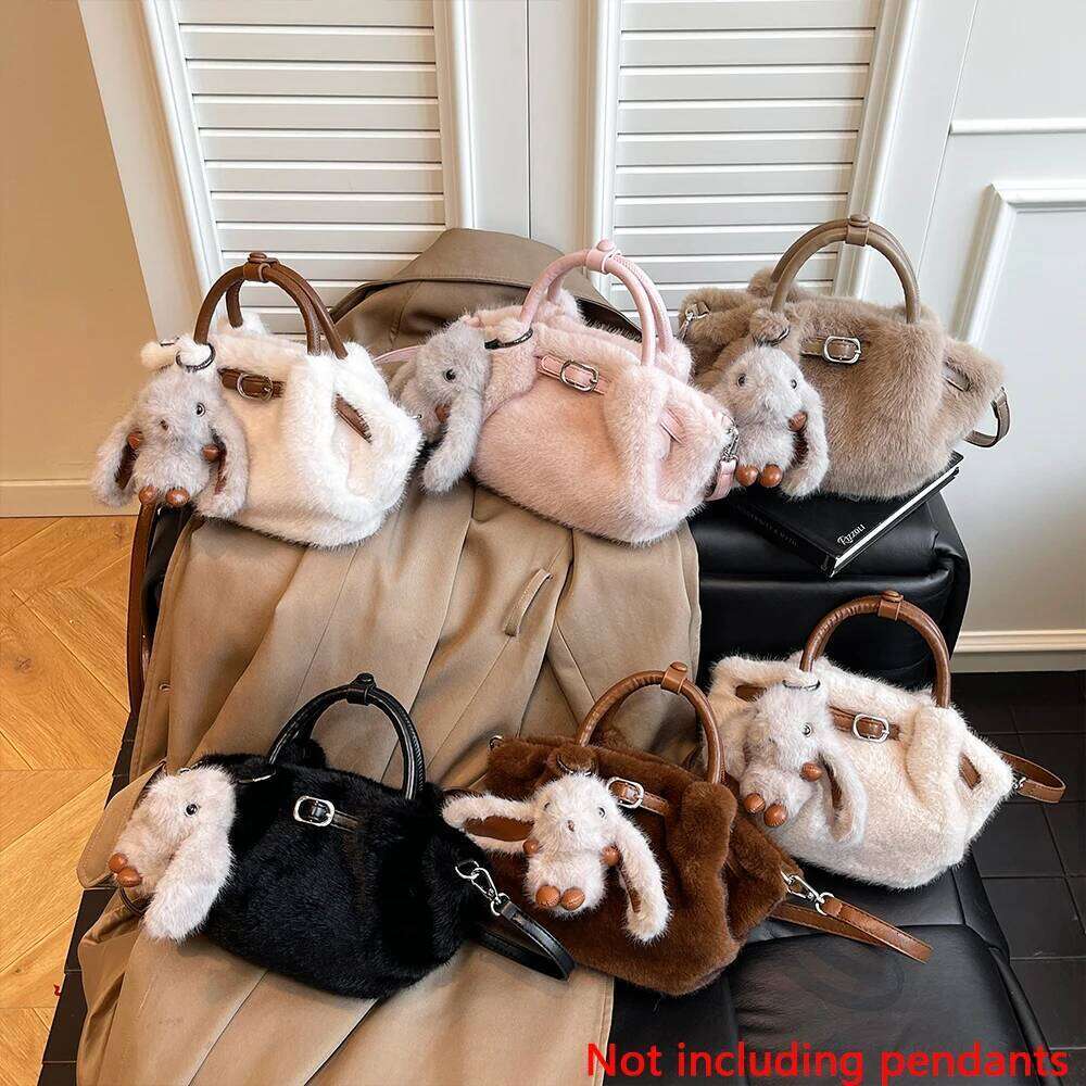 Women's Furry Handbag, Retro Style, Large-Capacity Fashionable Crossbody Bag, Detachable Shoulder Strap Tote Bag