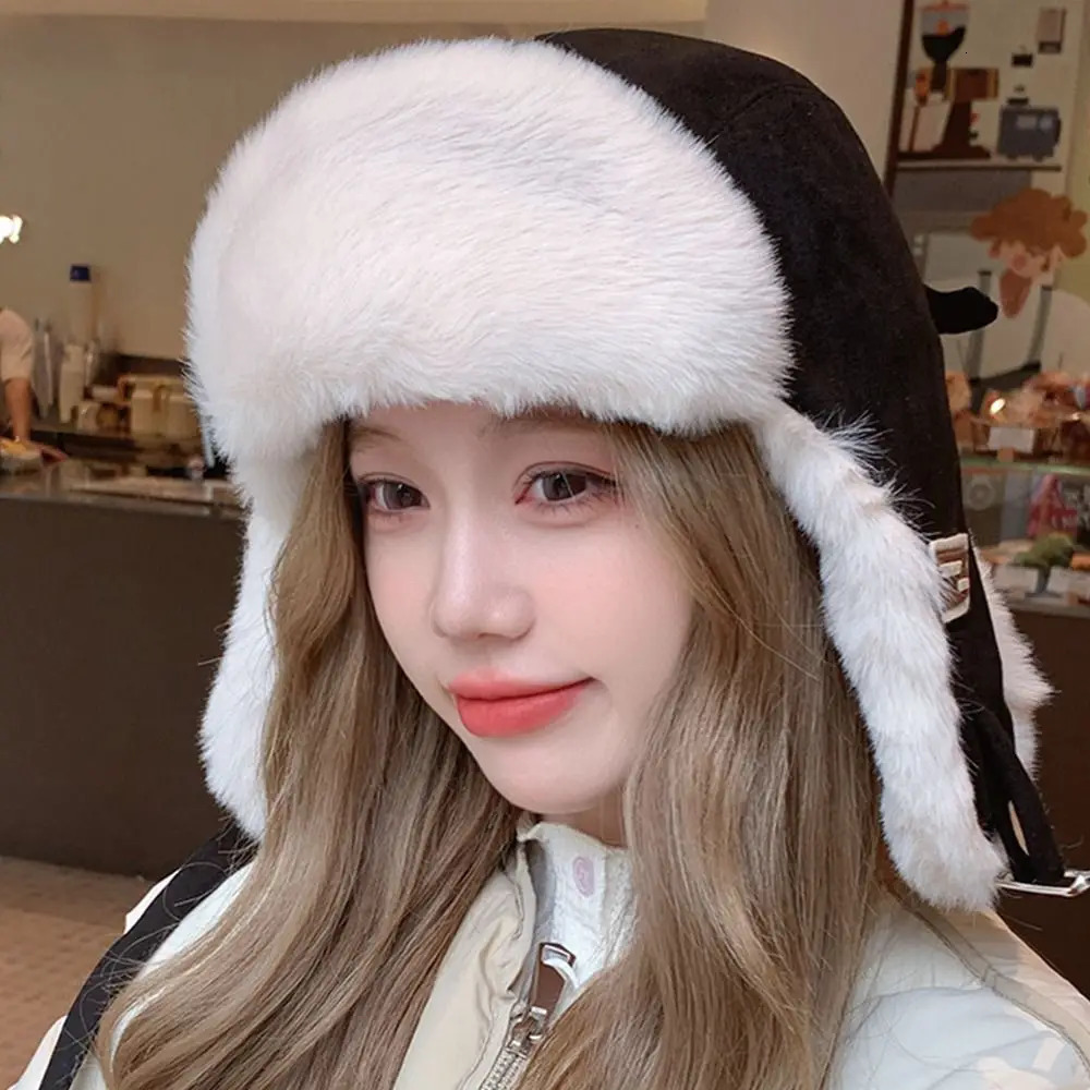 Outdoors Plush Bomber Hat Thick Warm Winter Cap Windproof Ushanka Fur Hat for Men Women 250929