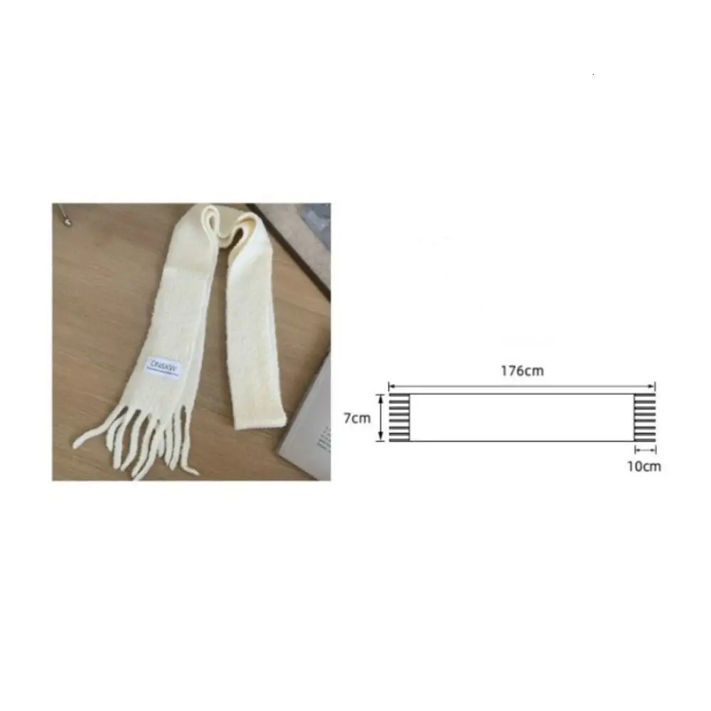 Shawl Winter Knitted Scarf Keep Warm Solid Color Tassel Scarves Thick Slender Knitted Scarves 250929